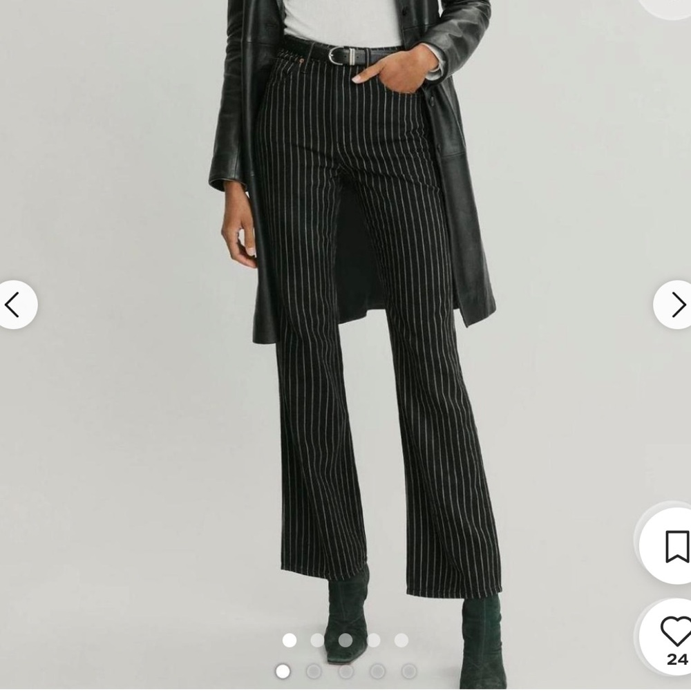 Reformation Georgia, pinstripe, high-rise Black and White Striped High Rise 26 - Picture 7 of 7